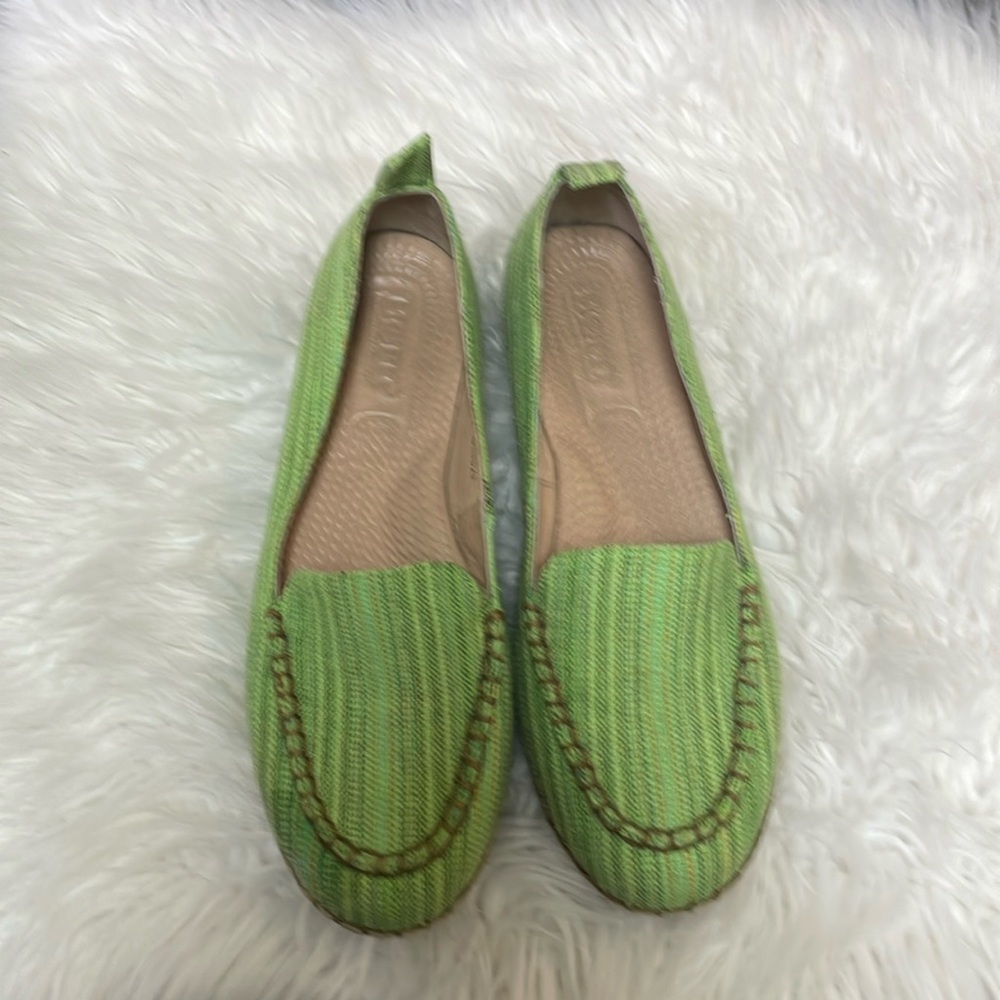 Born Shoes Espadrille Loafers Green Canvas Casual Light Flats Slip On